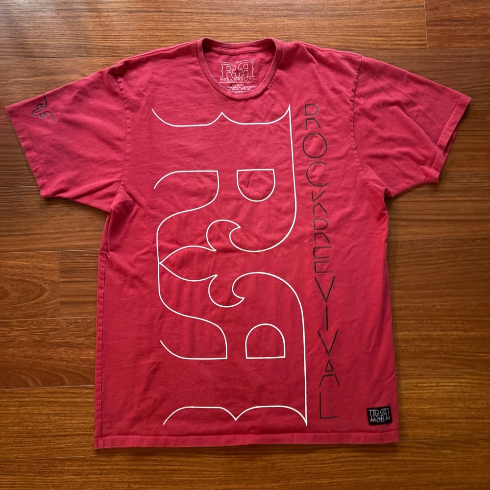 Rock Revival Mens Graphic T-Shirt XL Red Cotton Short Sleeve Logo Tee USA Made